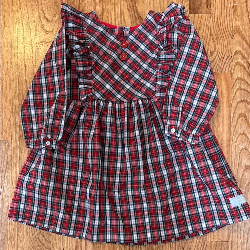 Red Plaid Long Sleeve Dress